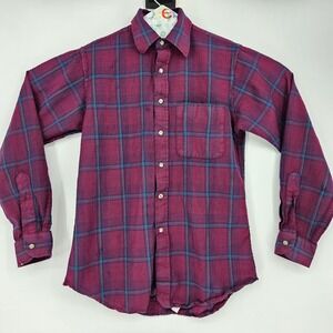Vintage Pendleton Shirt‎ Mens Medium Long Virgin Wool Plaid Button Up Casual